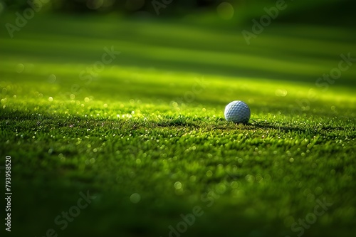 golf ball and club up close on verdant grass