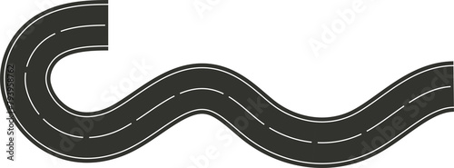 Highway asphalt road curve white markings. Design element