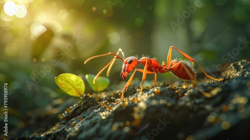 Macro photo of red ant in the nature © somchai20162516