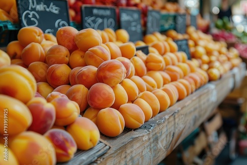 Organic apricots on the market.