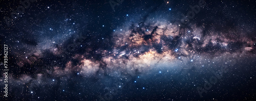 Outer space sky with Stars. Galaxy universe black background of shiny starfield texture. photo