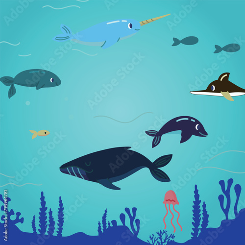 The tranquil moments of peaceful coexistence in the ocean.