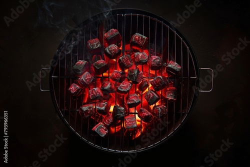 BBQ Grill Filled With Cubes of Food