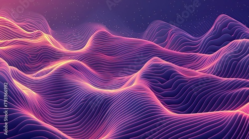 Abstract digital art of flowing lines with red and blue gradients  Vibrant Abstract Wavy Mesh Background