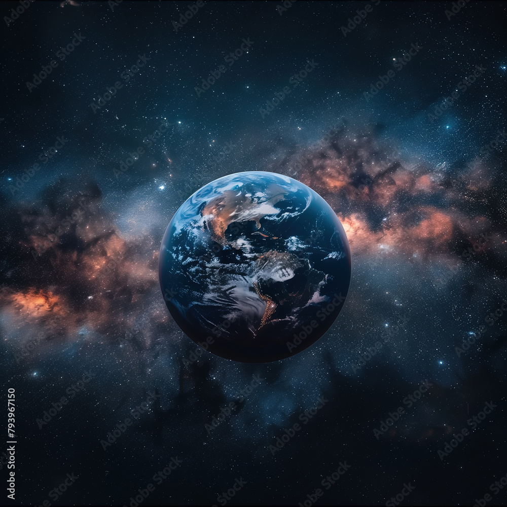 Naklejka premium The Earth in Space,created with Generative AI tecnology.