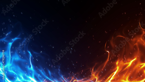 青と赤の炎背景 photo