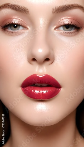 woman applying gloss to lips