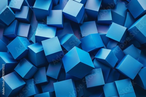 abstract blue cubic geometric shapes futuristic 3d background