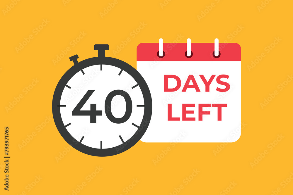 40 days to go countdown template. 40 day Countdown left days banner design. 40 Days left countdown timer
40 days to go countdown template. 40 day Countdown left days banner design. 40 Days left countdown timer