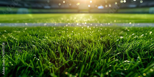 Football Sport Field Background with Lush Green Grass  Green Grass Background for Football Field Landscape - Ai Generated