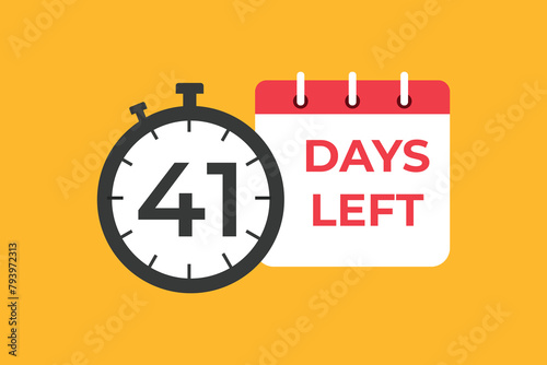 41 days to go countdown template. 41 day Countdown left days banner design. 41 Days left countdown timer 