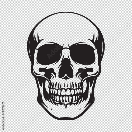 Fototapeta Naklejka Na Ścianę i Meble -  Simple human skull head icon logo, vector illustration on transparent background