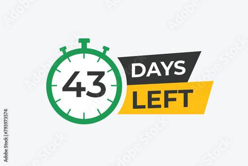 43 days to go countdown template. 43 day Countdown left days banner design. 43 Days left countdown timer