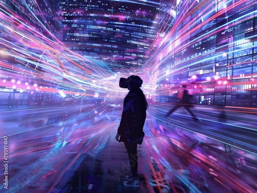 Virtual Reality Scene Navigation Experience Futuristic Technology Concept