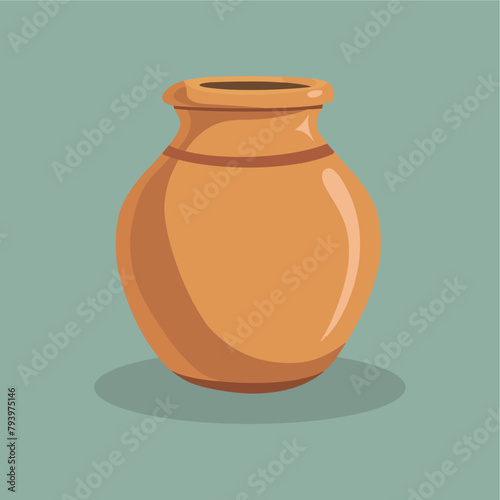 clay pot in cartoon flat vect...