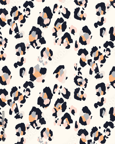 Abstract modern leopard seamless pattern. Animals trendy background. Beige and black decorative vector stock illustration for print, card, postcard, fabric, textile. Modern ornament of stylized skin.