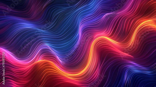 Abstract digital art of flowing lines with red and blue gradients, Vibrant Abstract Wavy Mesh Background © Beautiful