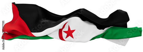 Waving Flag of the Sahrawi Arab Democratic Republic with Red Star and Crescent photo