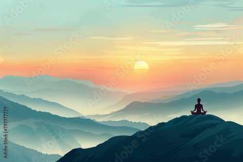 Peaceful yoga practice on mountaintop at sunrise