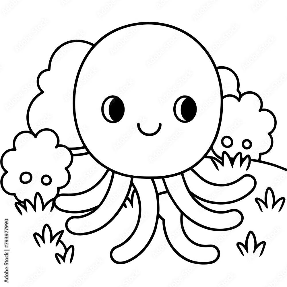 cartoon octopus with flower vector illustration cartoon octopus with flower vector illustration