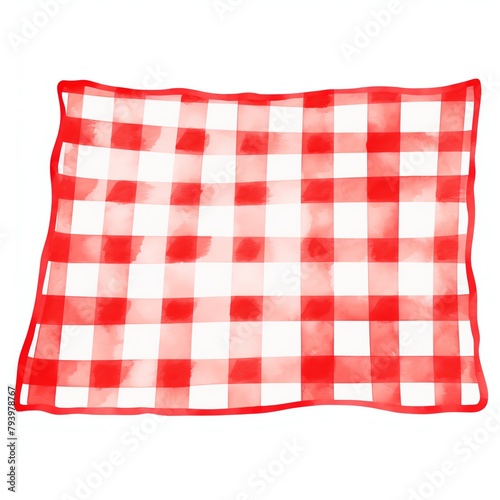 Red and white checkered picnic blanket clipart