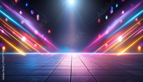 3D Technology Abstract: Neon Light Background, Cyber Futuristic