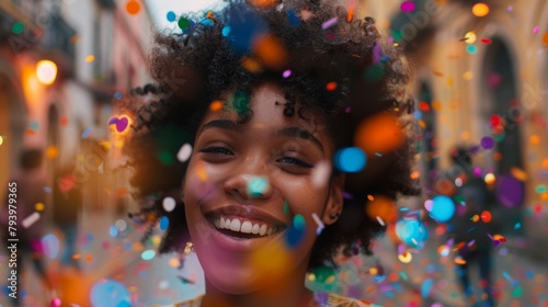 Woman Enjoying Confetti Celebration