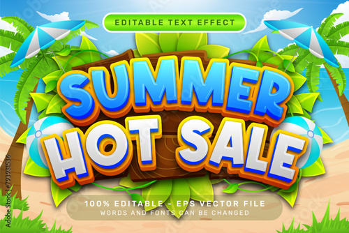 summer hot sale 3d text effect and editable text effect with a beach background