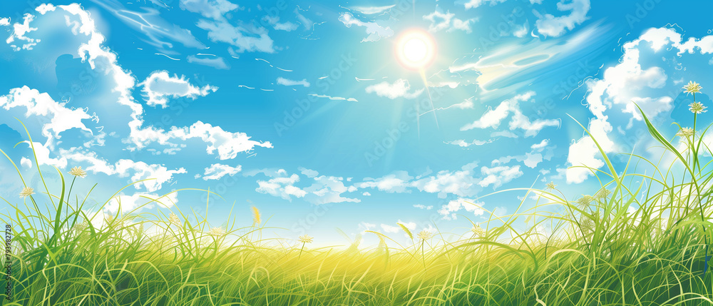 Blue sky landscape illustraion background