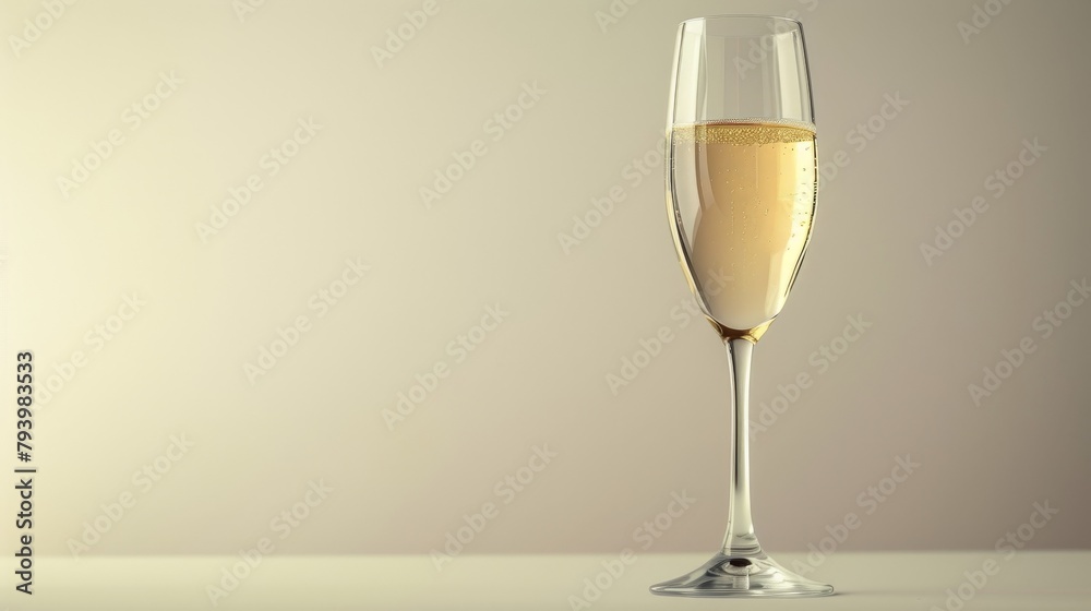 A glass of champagne is sitting on a table