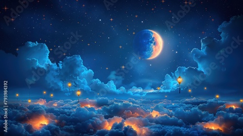 Celestial Symphony: A Night Sky Mirage. Generative AI