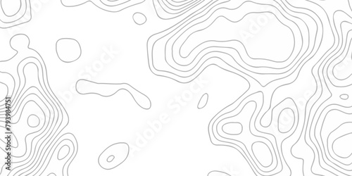 Topographic map background geographic line map with seamless ornament design. The black on white contours vector topography stylized height of the lines map. 