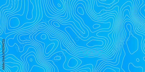 Topographic map background geographic line map with seamless ornament design. The white line on blue contours vector topography stylized height of the lines map.	