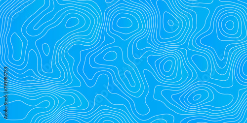 Topographic map background geographic line map with seamless ornament design. The white line on blue contours vector topography stylized height of the lines map.	