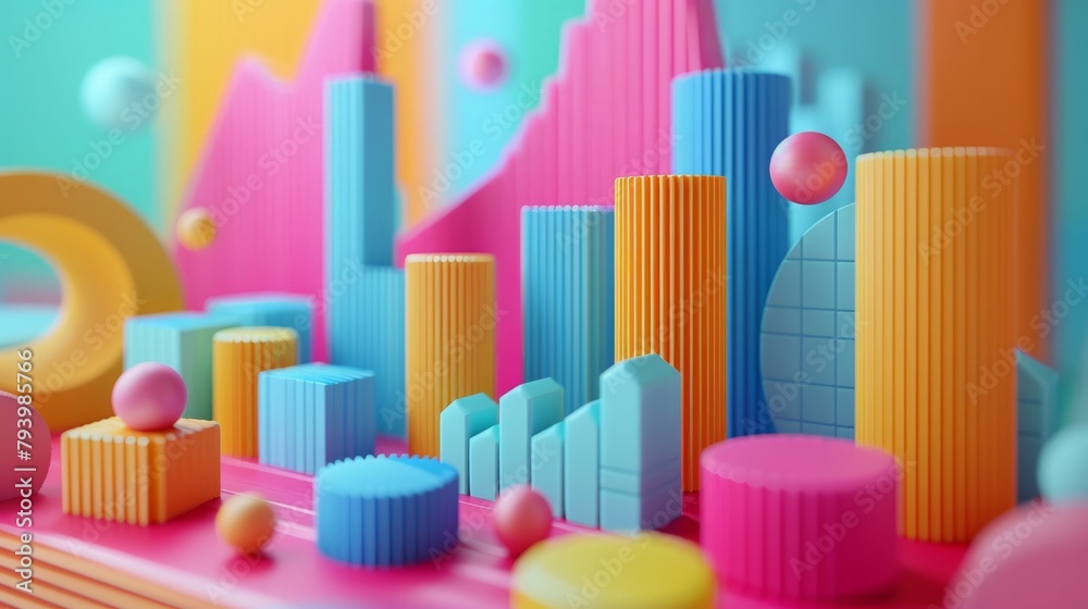 A 3D render of a colorful city with pink, blue, and yellow buildings. A 3D render of a colorful city with pink, blue, and yellow buildings.
