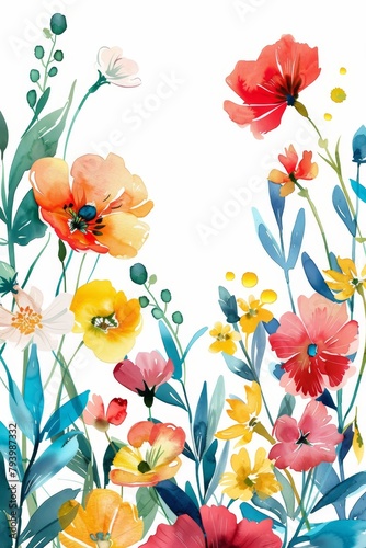 Bright watercolor clipart of spring floral bunch  white backdrop --ar 2 3 Job ID  1abf1847-f0bc-4a7d-98d6-f25e25301eed