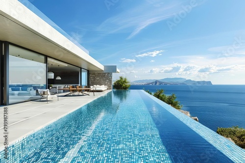 aquatic oasis modern luxury villa with infinity pool overlooking tranquil sea architectural visualization © Lucija