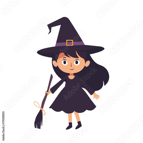 a cartoon girl with a witch hat and a witch hat.