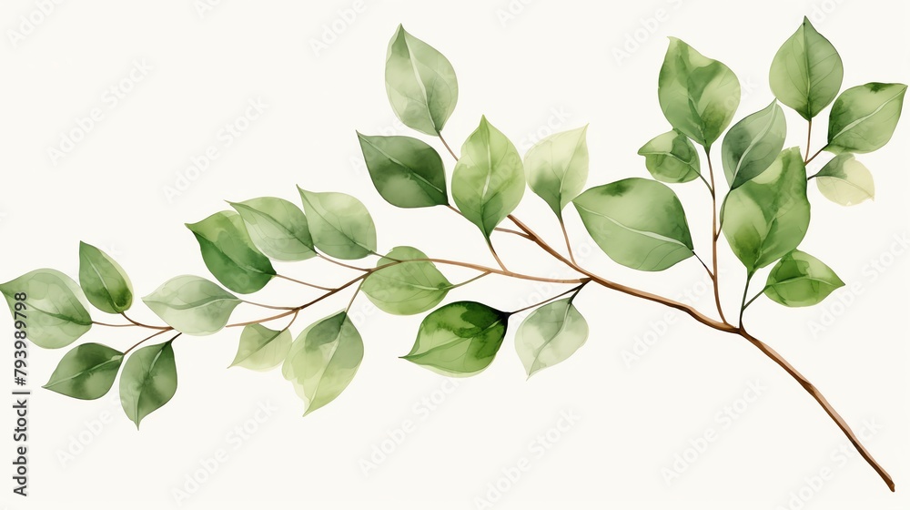 Stem  Vivid green stem on a muted brown earth  watercolor clipart