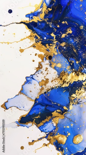 Bold Royal Blue and Gold Abstract Art. A Vision of Opulence and Movement.