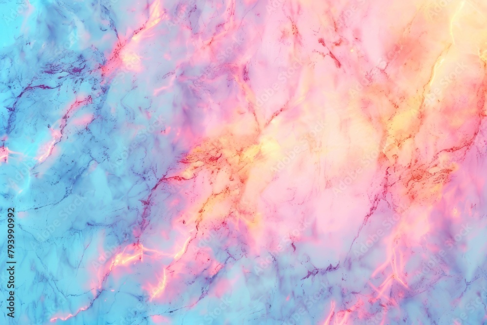 Celestial Dance in Marble. A Symphony of Pink and Blue Light Infusion.
