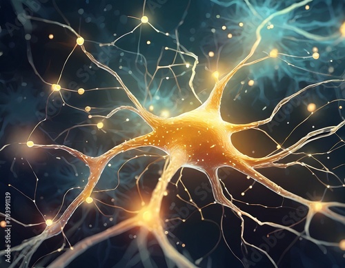 illustration of high neural connections, higher nervous activity, nervous system