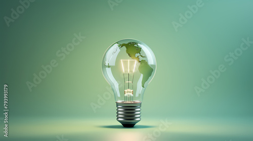 3D rendering green light bulb, World Environment Day © xuan