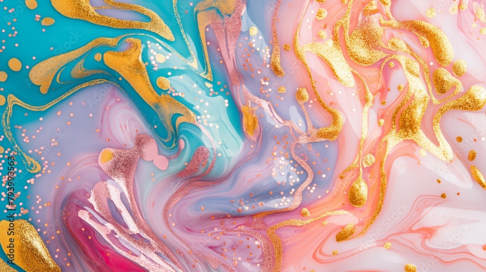 Colorful Liquid Paint Marbling Wave Background