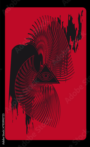 All-seeing eye. Masonic symbols. Tarot cards back design, back side