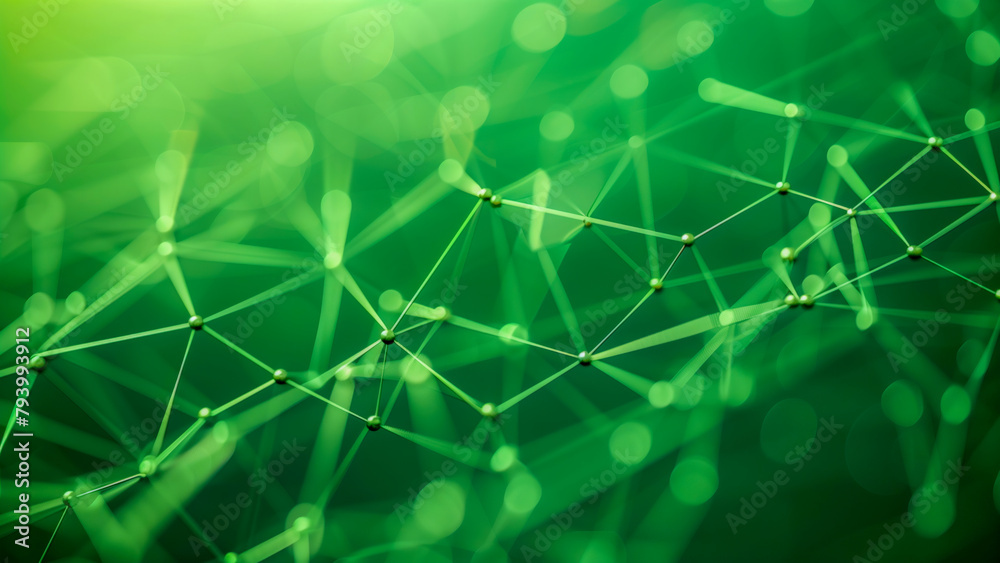 8k Wallpaper. Abstract green network connections with bokeh lights ...
