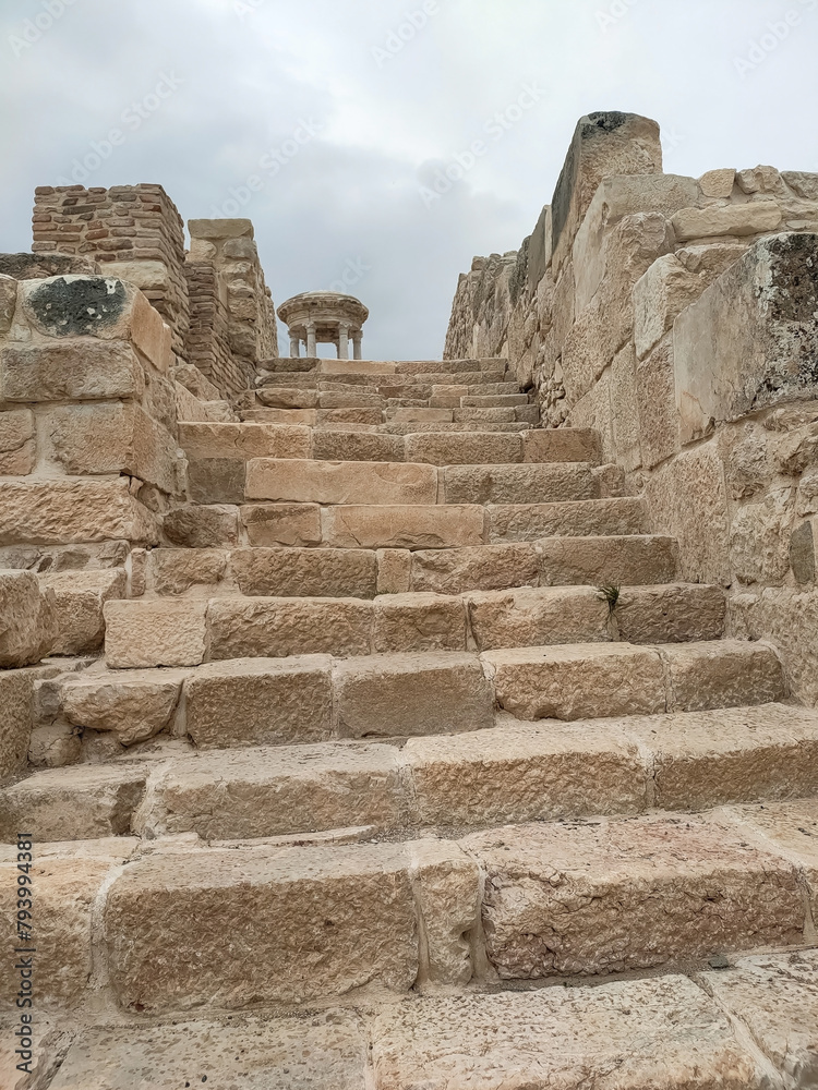 Ancient stairs in the ancient Greek-Roman city of Cibyra in Burdur, Turkey. 