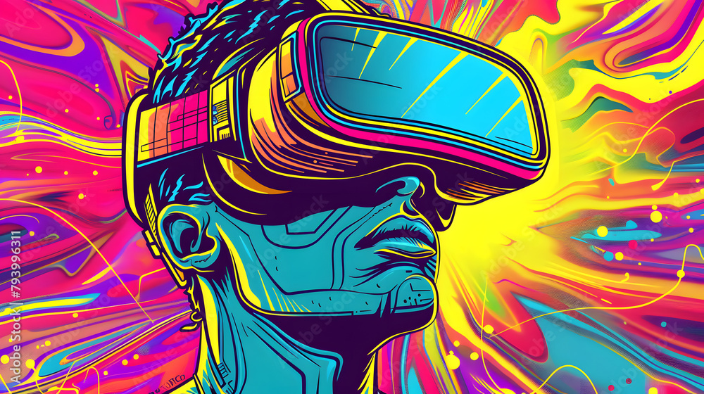 Naklejka premium a human wearing a&nbsp;vr