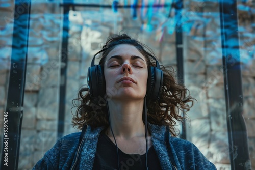 Positive promotion of REM sleep harmony with brain wave interventions during sleep stages, enhancing wellness without interruption to improve behavior. photo