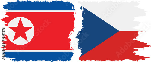 Czech and North Korea grunge flags connection vector